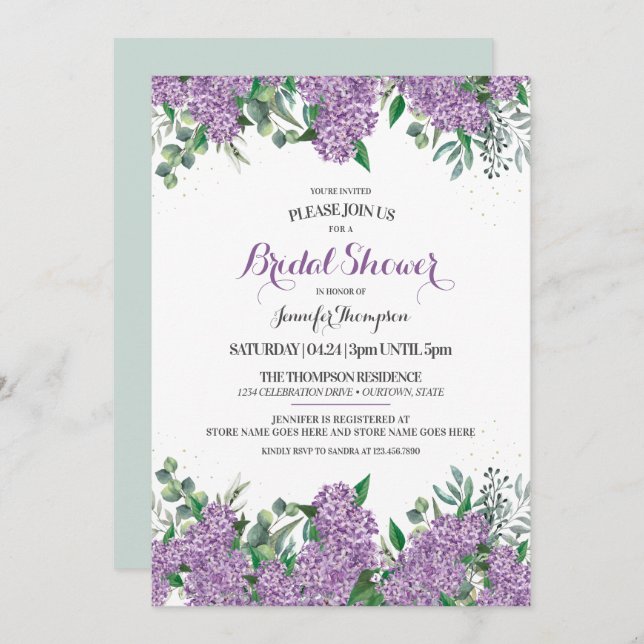 Lovely Lilacs Bridal Shower Invitation (Front/Back)
