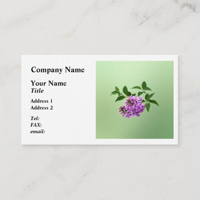 Lovely Lilacs Business Card (Front)