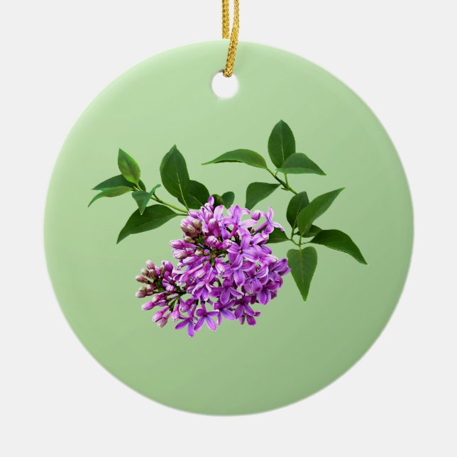 Lovely Lilacs Ceramic Ornament (Front)