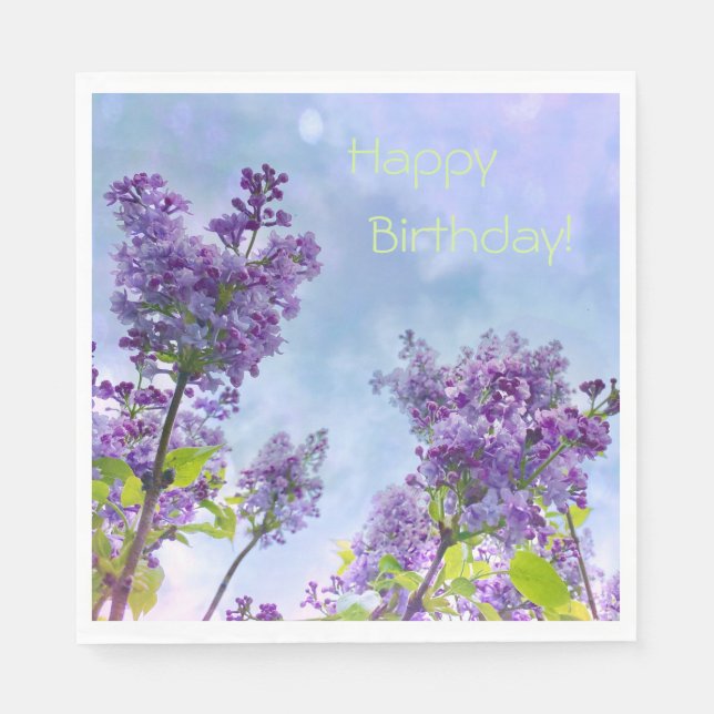 Lovely Lilacs Happy Birthday Napkins (Front)