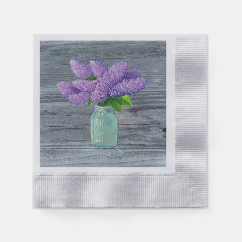 Lovely Lilacs  In Rustic Mason Jar Napkins