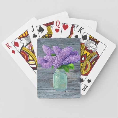 Lovely Lilacs  In Rustic Mason Jar Poker Cards