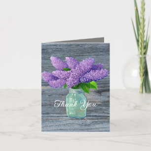 Lovely Lilacs In Rustic Mason Jar Thank You Card