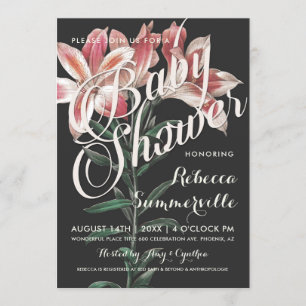 Lovely Lily Botanical Baby Shower Invitations