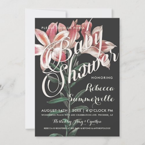 Lovely Lily Botanical Baby Shower Invitations