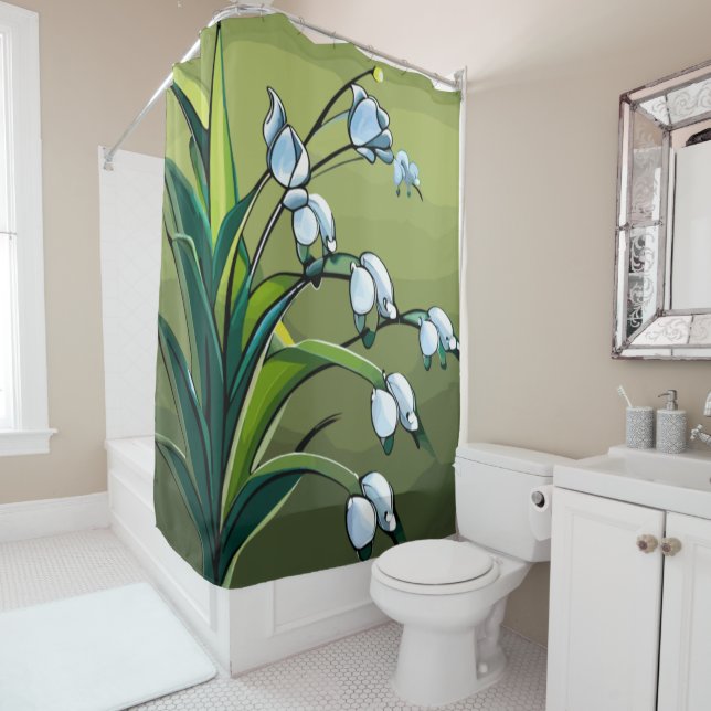 Lovely Lily: Delicate Dance of Springtime Serenity Shower Curtain (In Situ)