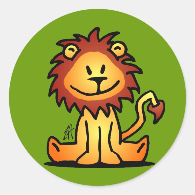 Lovely Lion Classic Round Sticker (Front)