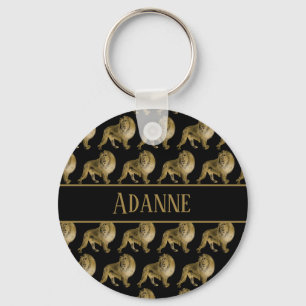 Lovely Lion Gold and Black Keychain
