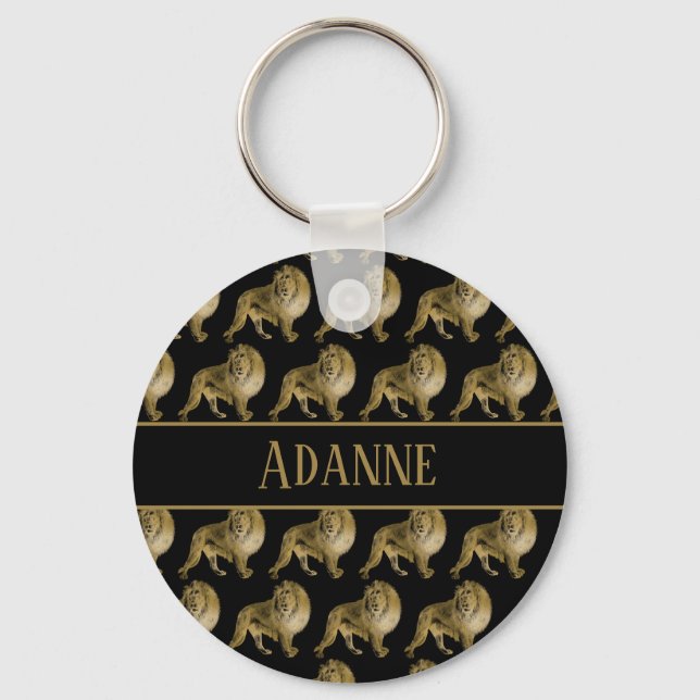 Lovely Lion Gold and Black Keychain (Front)