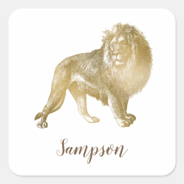 Lovely Lion Square Sticker (Front)