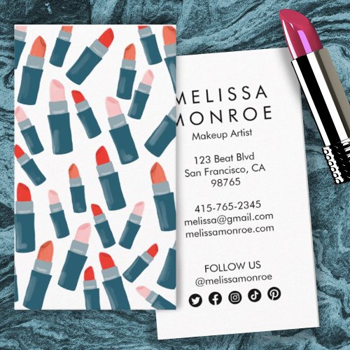 Lovely Lipsticks Makeup Artist Beauty Cosmetics Business Card