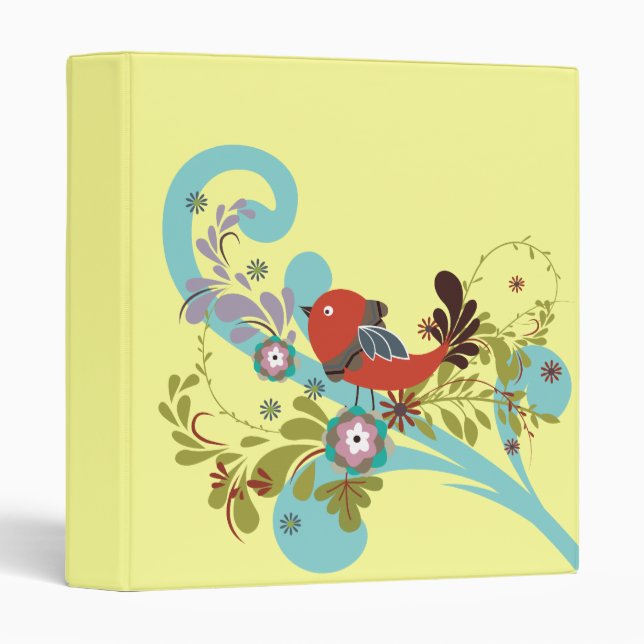 lovely little bird in a tree vector 3 ring binder (Front/Spine)
