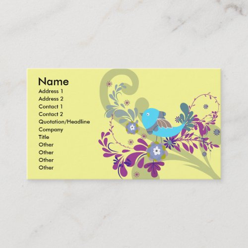 lovely little blue bird vector business card template