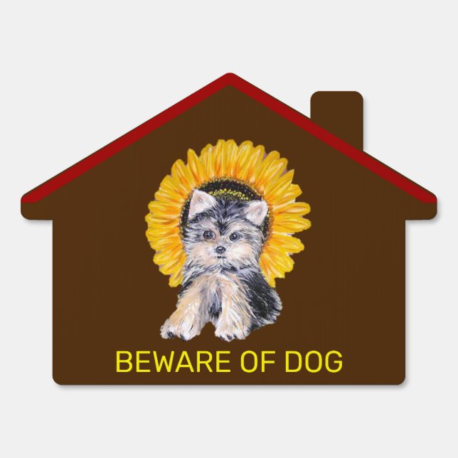 Lovely Little Dog and Sunflower on Brown Sign (Front)