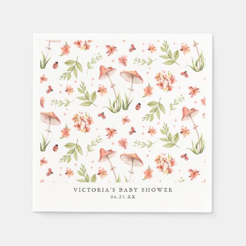 Lovely Little Ladybugs  Spring Floral Baby Shower Napkins