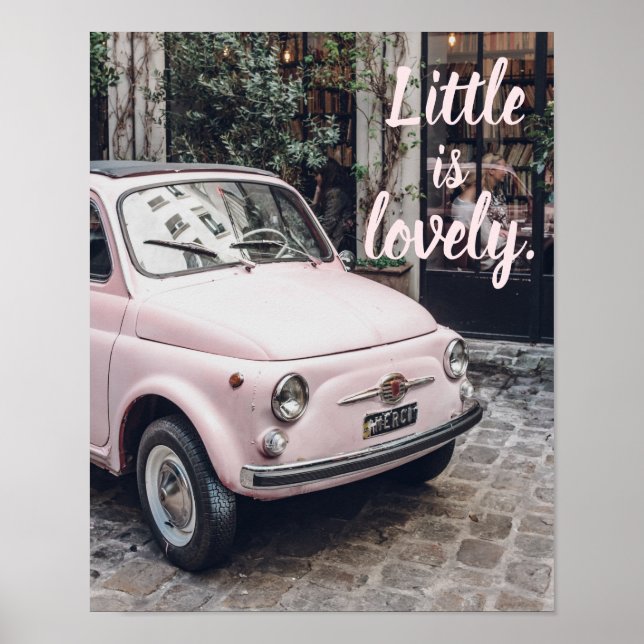 Lovely Little Pink Fiat in Paris Poster (Front)