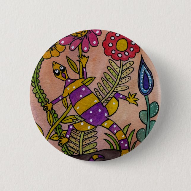 Lovely Lizard Pinback Button (Front)