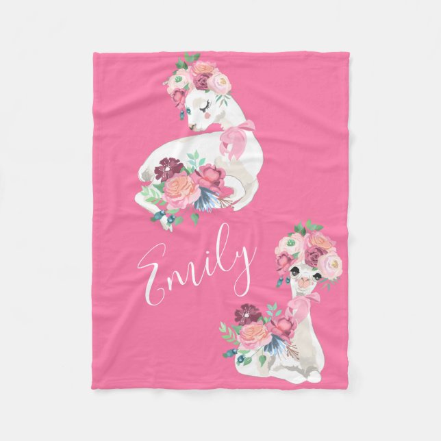 lovely llama pattern fleece blanket (Front)