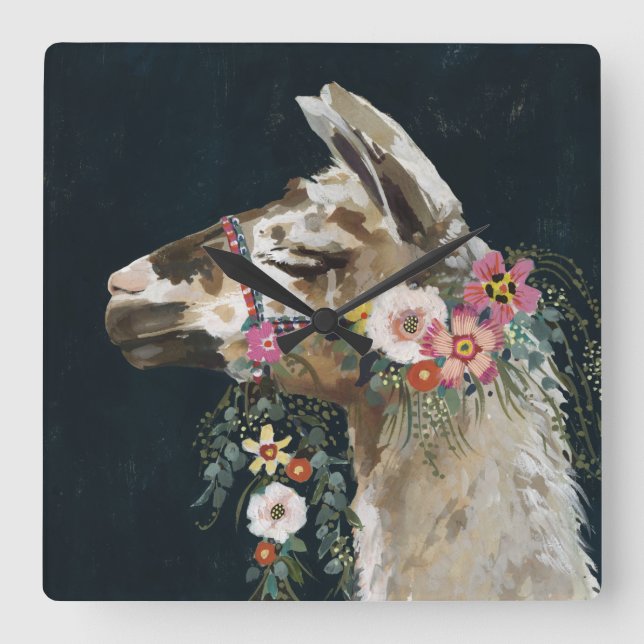 Lovely Llama Square Wall Clock (Front)