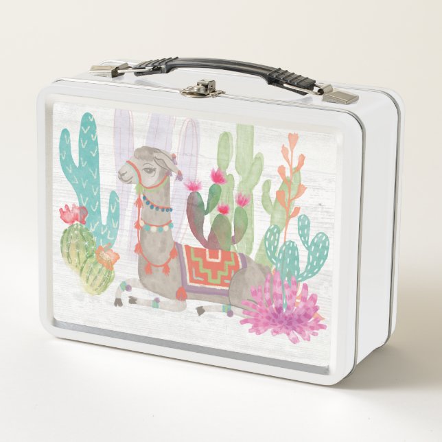 Lovely Llamas I Metal Lunch Box (Front)