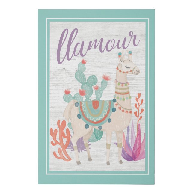 Lovely Llamas II Llamour Faux Canvas Print (Front)