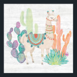 Lovely Llamas II Poster<br><div class="desc">A soft, watercolor with a llama standing among cacti. Artist: Mary Urban</div>