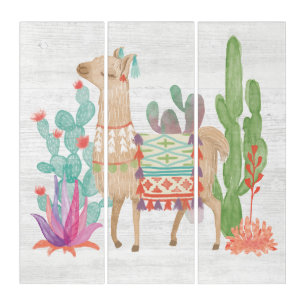 Lovely Llamas IV Triptych