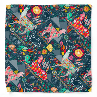 Lovely Llamas on Blue Bandana