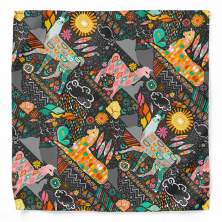 Lovely Llamas on Grey Bandana