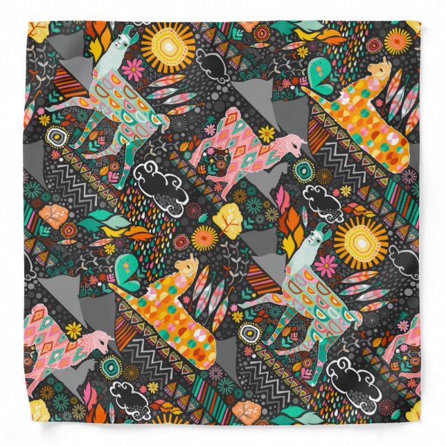 Lovely Llamas on Grey Bandana (Front)