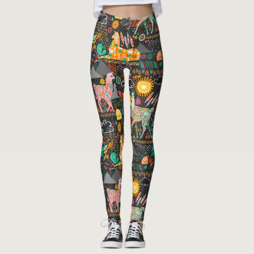 Lovely Llamas on Grey Leggings