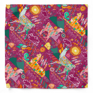 Lovely Llamas on Purple Bandana