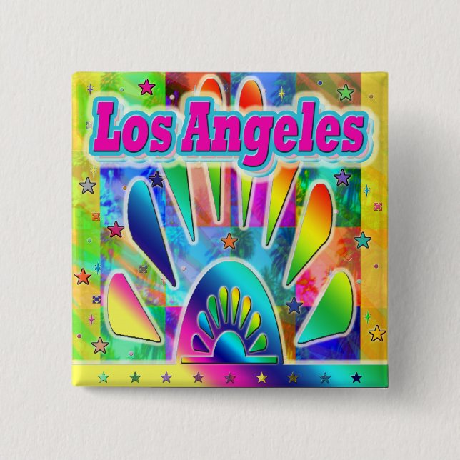 Lovely Los Angeles Sun & Palms Button (Front)