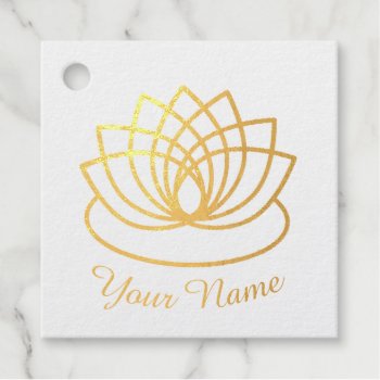 Lovely Lotus Flower  Foil Favor Tags by Egg_Tooth at Zazzle