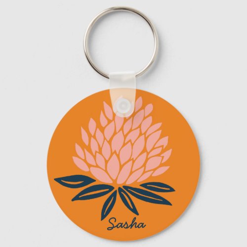 Lovely Lotus Pink Blue Orange Meditation Waterlily Keychain