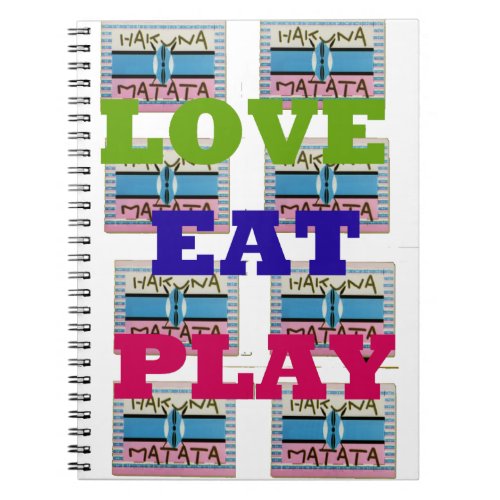 Lovely Love Eat Play design Notebook