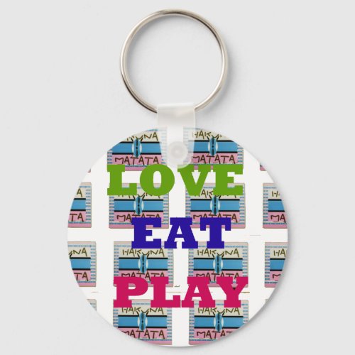 Lovely Love Eat Play Kenya shield Keychain