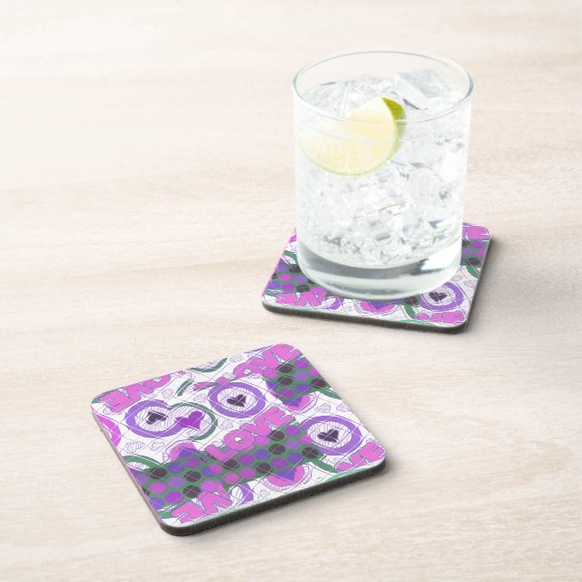 Lovely Love Heart Motif Art Print Beverage Coaster (Right Side)