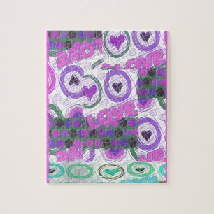 Lovely Love Heart Motif Art Print Jigsaw Puzzle