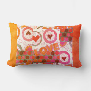 Lovely Love Heart Motif Art Print Lumbar Pillow