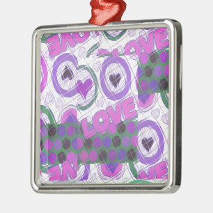 Lovely Love Heart Motif Art Print Metal Ornament