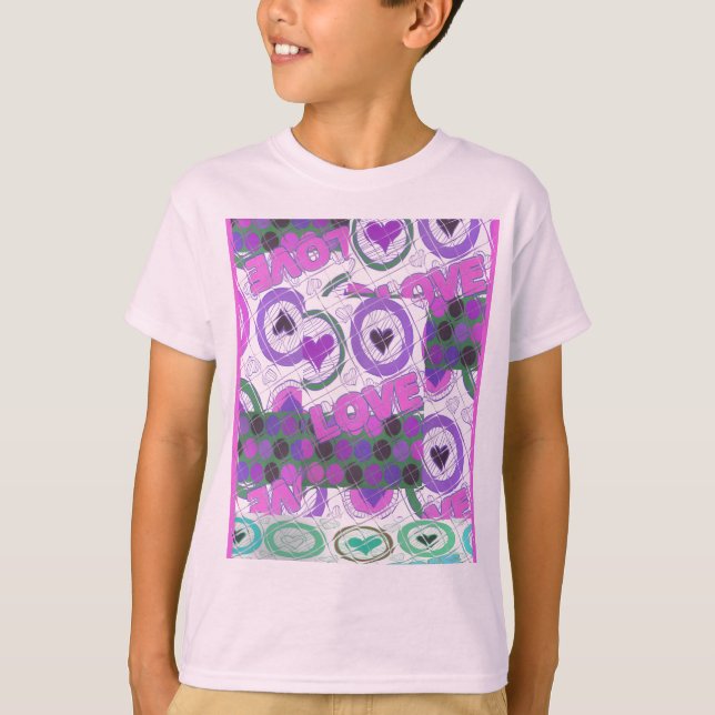 Lovely Love Heart Motif Art Print T-Shirt (Front)