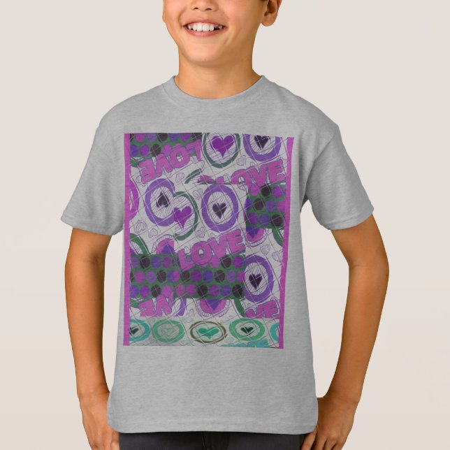 Lovely Love Heart Motif Art Print T-Shirt (Front)