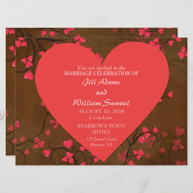 Lovely Lovers Wedding Invitation (Front/Back)