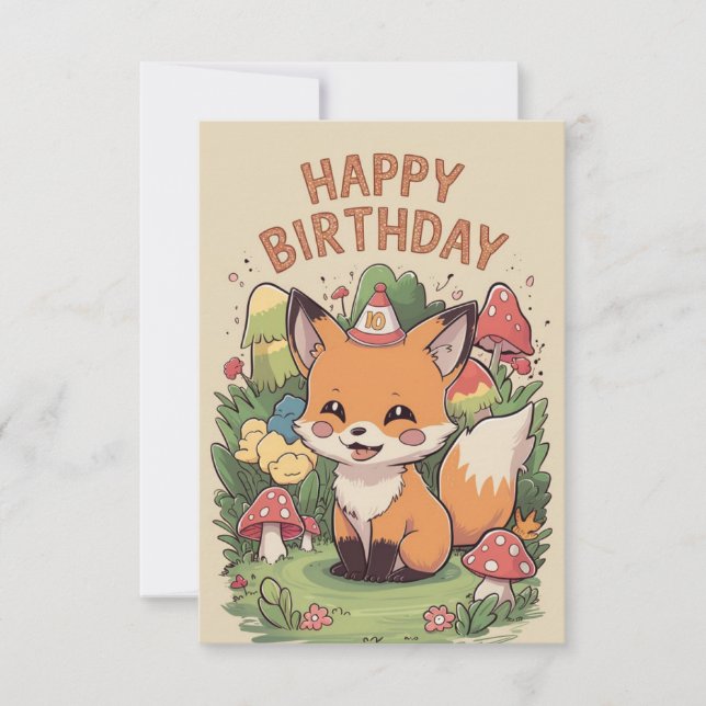Lovely Magical Fox Birthday Card (Front)