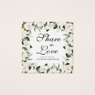 lovely Magnolia floral wedding hashtag card