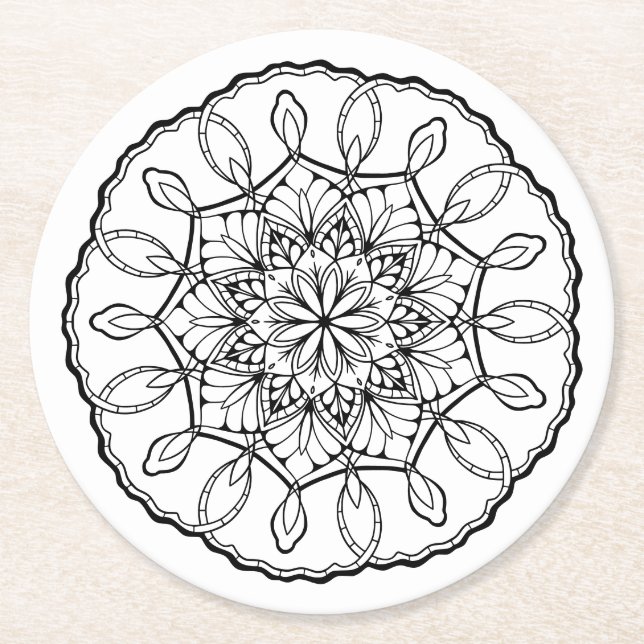 Lovely Mandala Adult Coloring Coaster (Front)