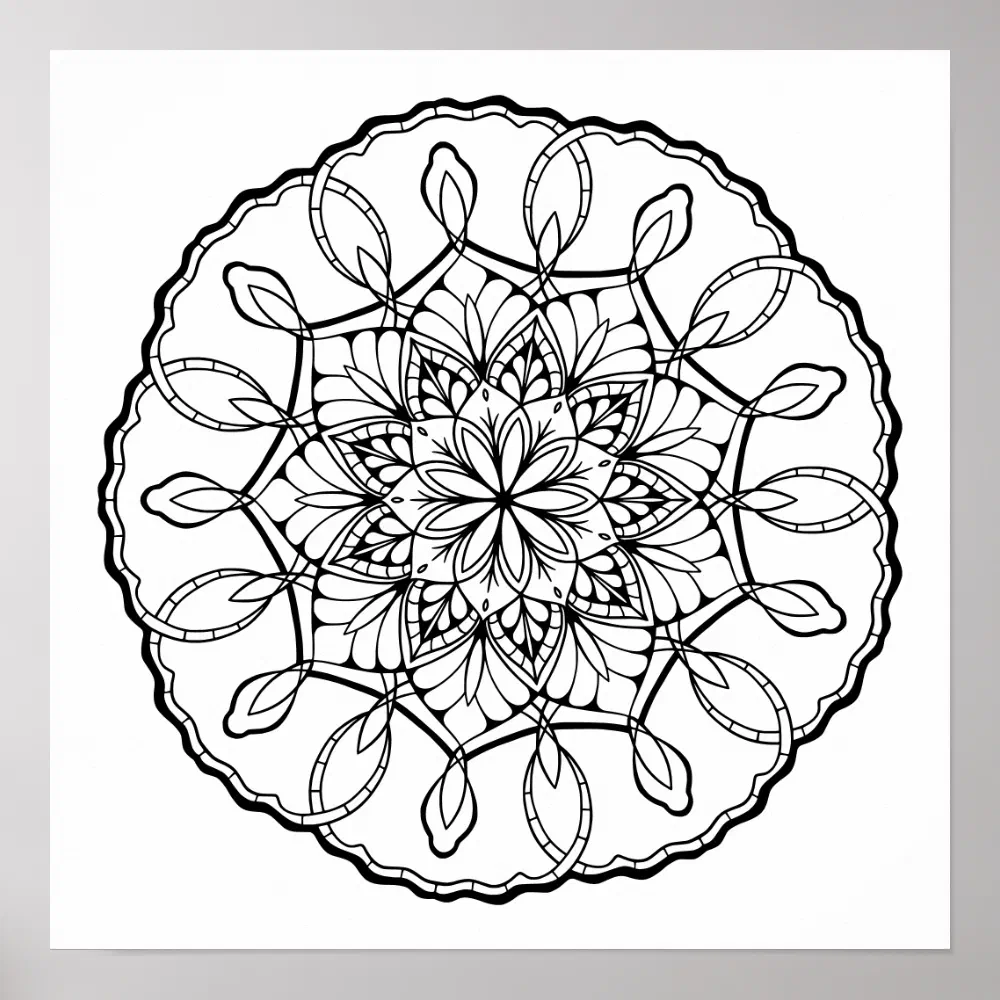 Lovely Mandala Adult Coloring Poster