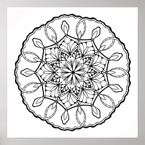 Lovely Mandala Adult Coloring Poster