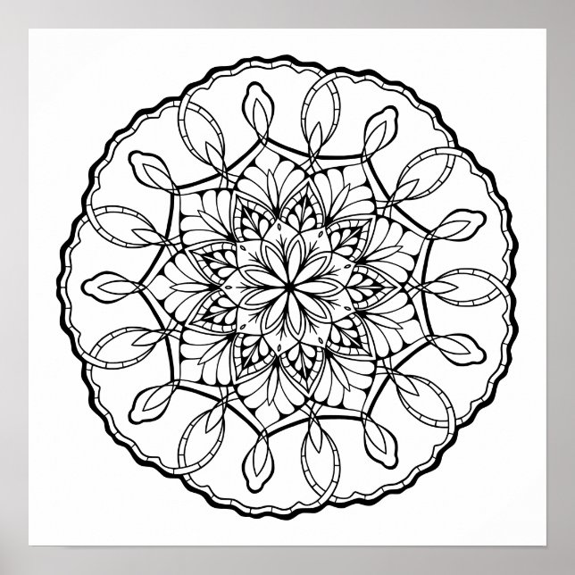 Lovely Mandala Adult Coloring Poster (Front)